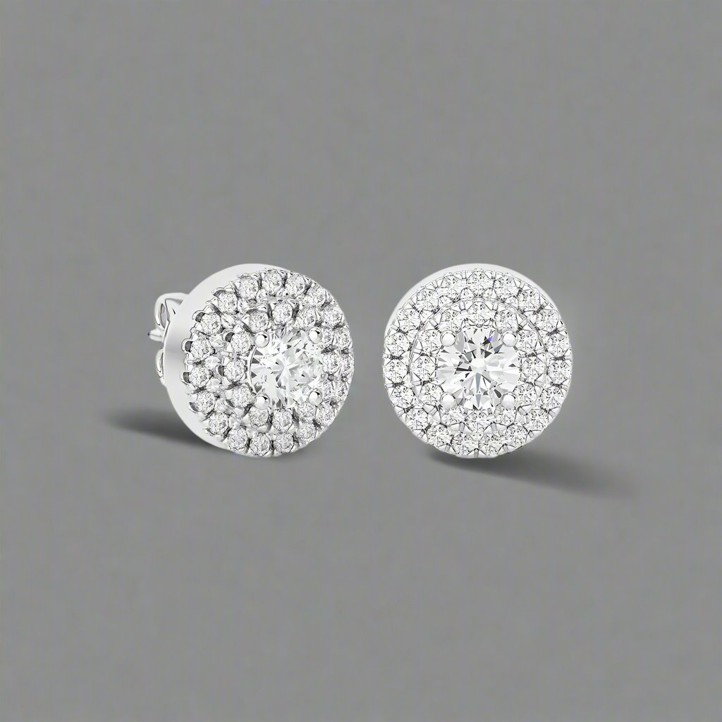 3/8 CTW Round Diamond Solitaire Elegant Halo Studs