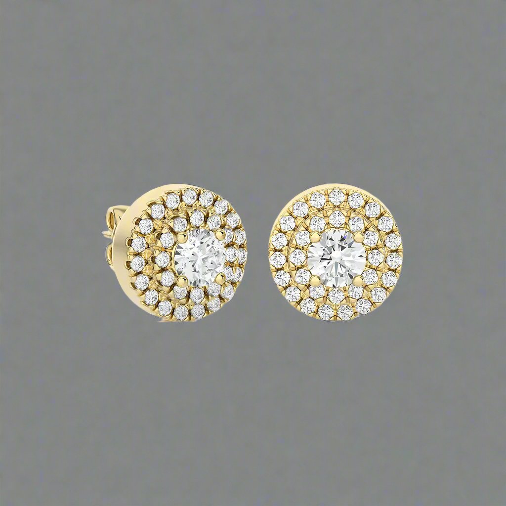 3/8 CTW Round Diamond Solitaire Elegant Halo Studs