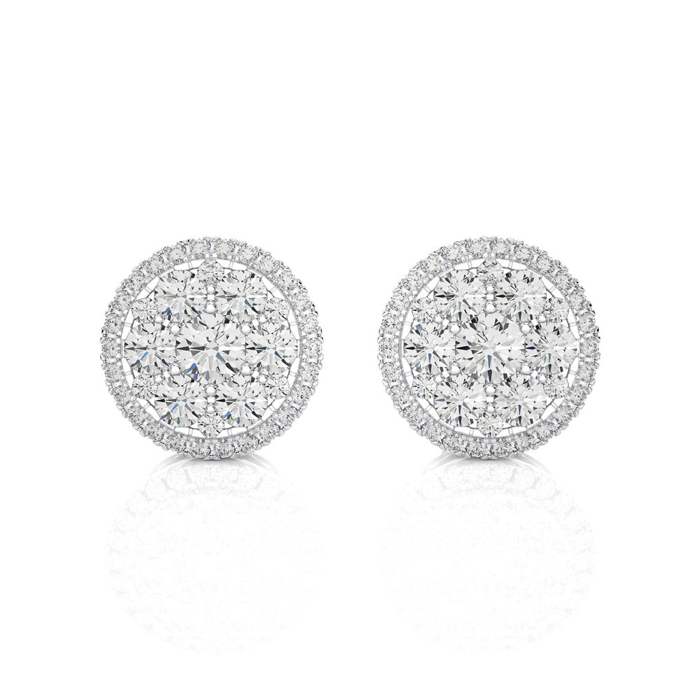 1-1/6 CTW Natural Diamond Round Cluster Stud Earrings