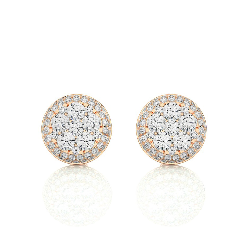 2-1/4 CTW Moonlight Round Cluster Diamond Stud Earring