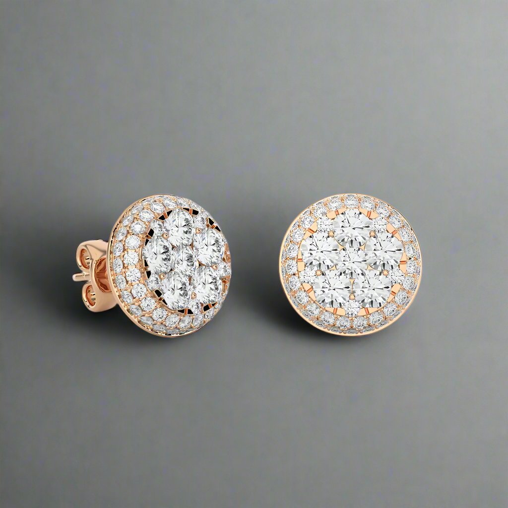 2-1/4 CTW Moonlight Round Cluster Diamond Stud Earring