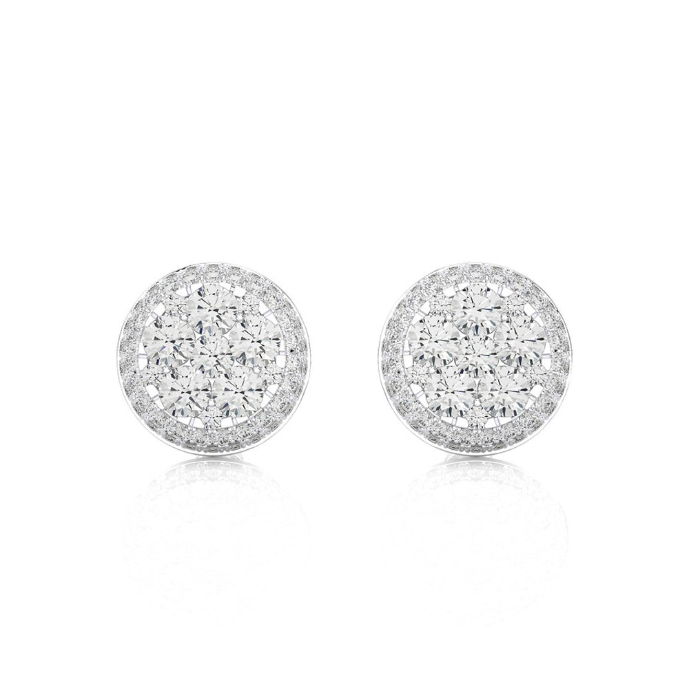 2-1/4 CTW Moonlight Round Cluster Diamond Stud Earring