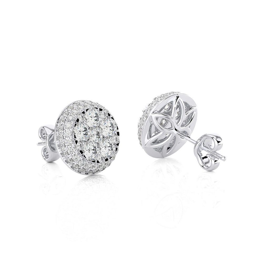 2-1/4 CTW Moonlight Round Cluster Diamond Stud Earring