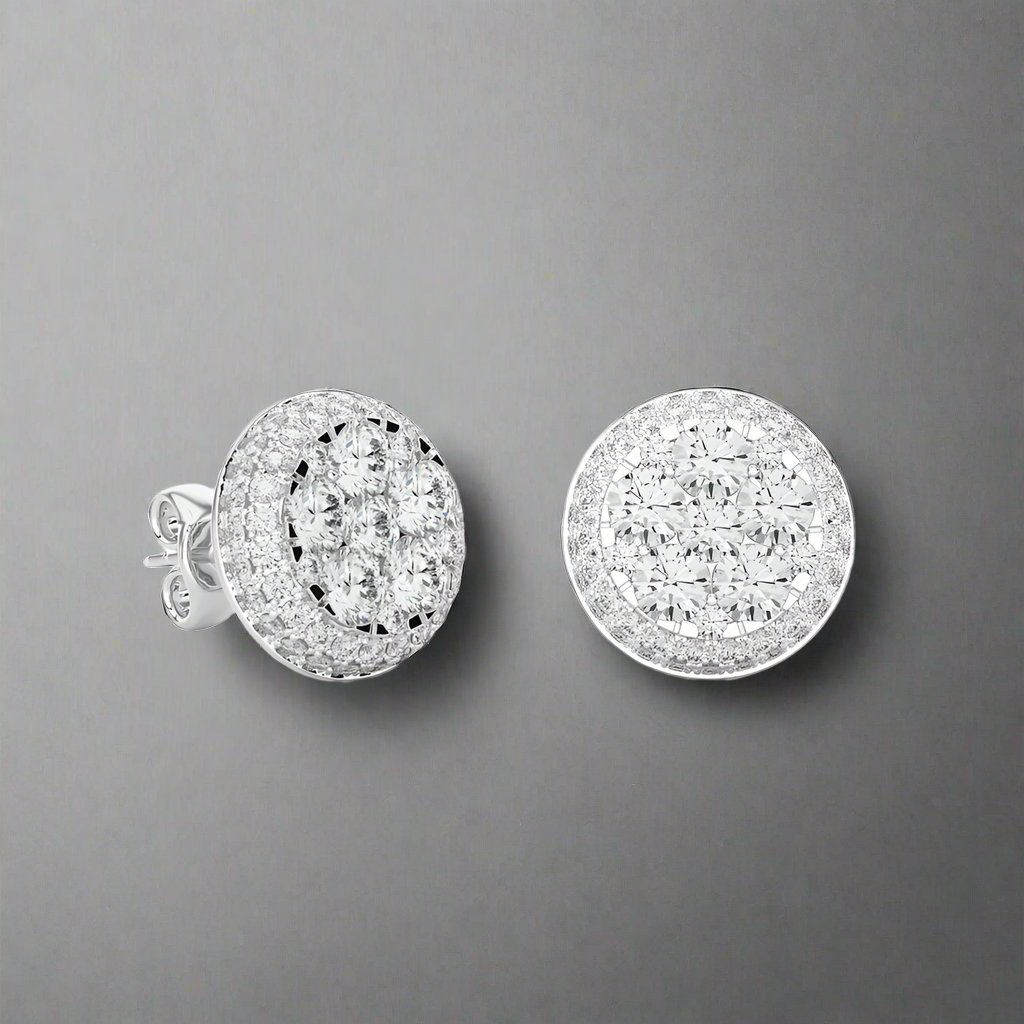 2-1/4 CTW Moonlight Round Cluster Diamond Stud Earring