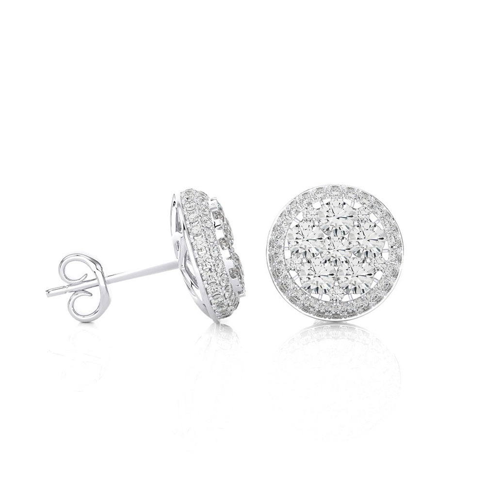 2-1/4 CTW Moonlight Round Cluster Diamond Stud Earring