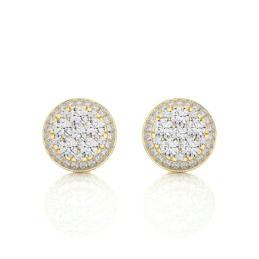 2-1/4 CTW Moonlight Round Cluster Diamond Stud Earring