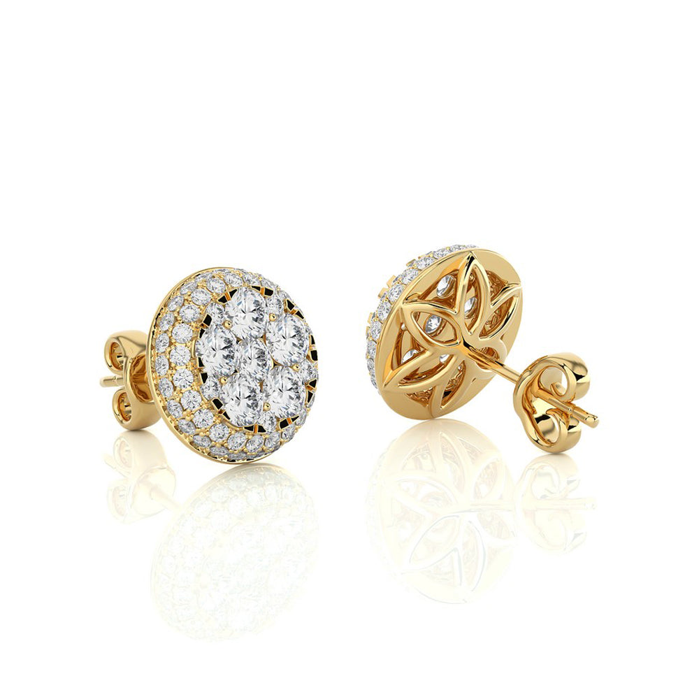 2-1/4 CTW Moonlight Round Cluster Diamond Stud Earring