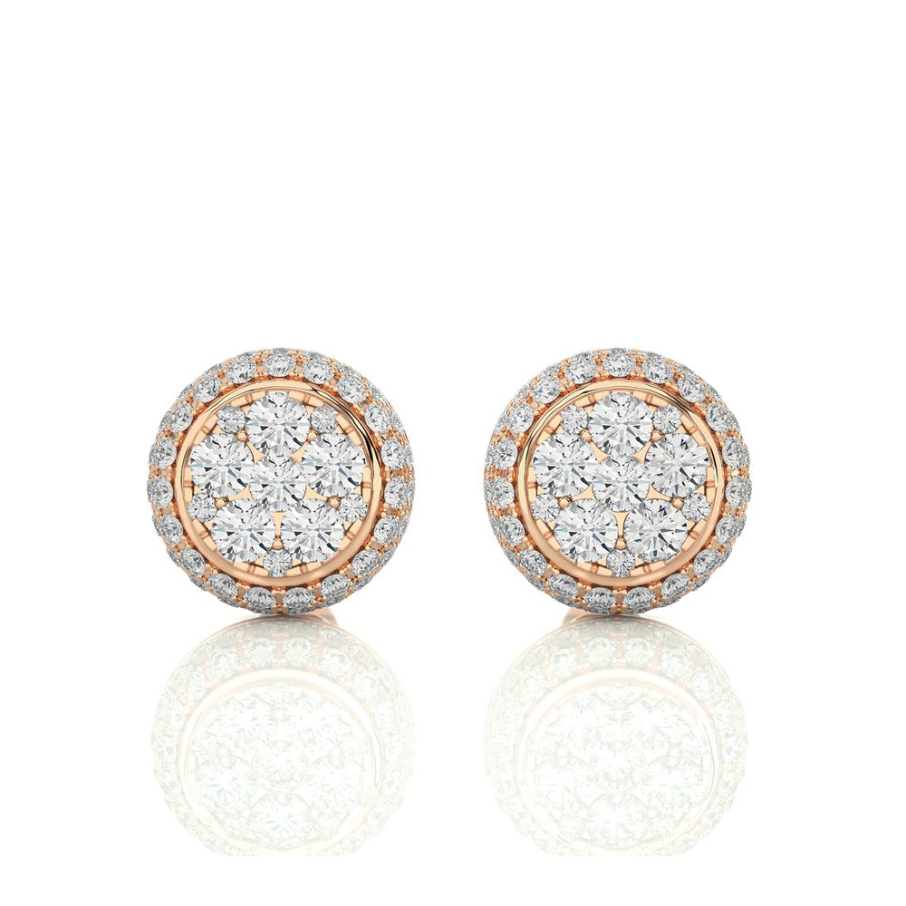 7/8 CTW Moonlight Round Cluster with Micro-Pave Halo Stud Earring.