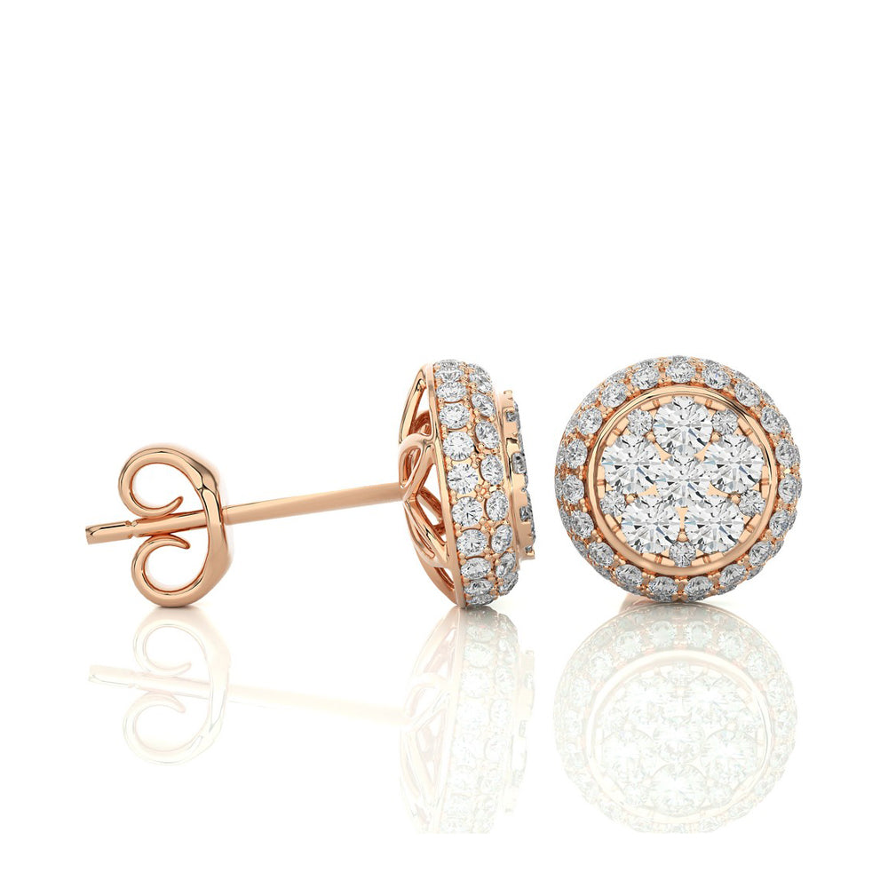 7/8 CTW Moonlight Round Cluster with Micro-Pave Halo Stud Earring.