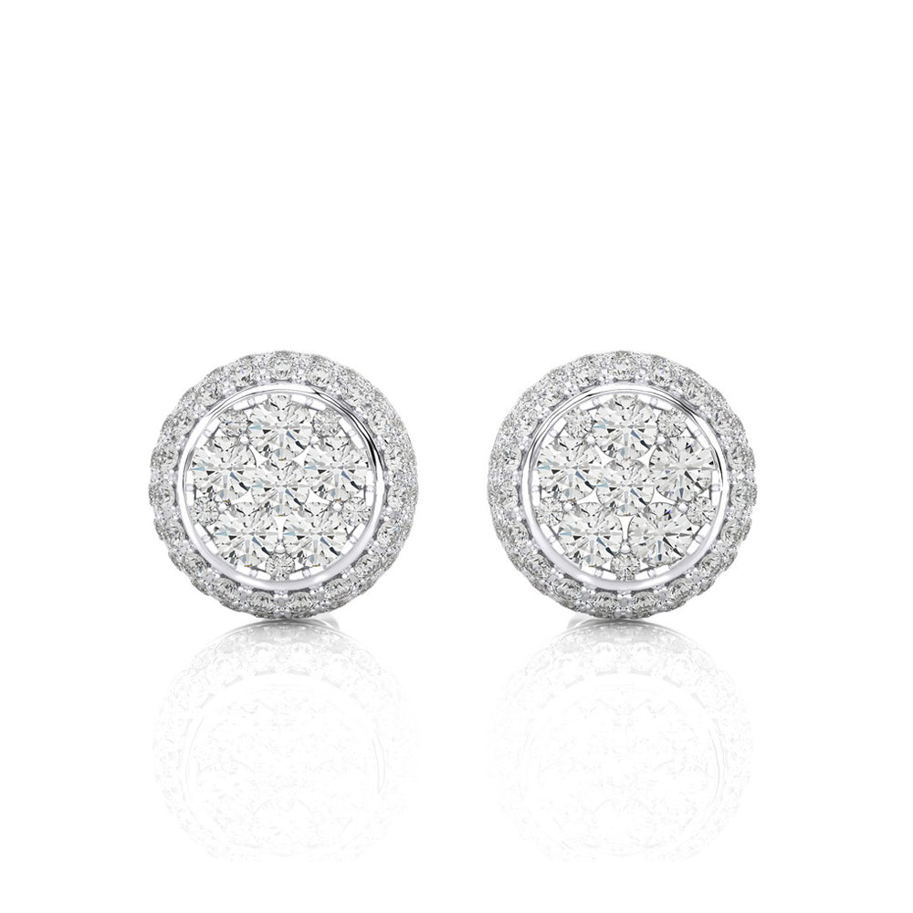 7/8 CTW Moonlight Round Cluster with Micro-Pave Halo Stud Earring.