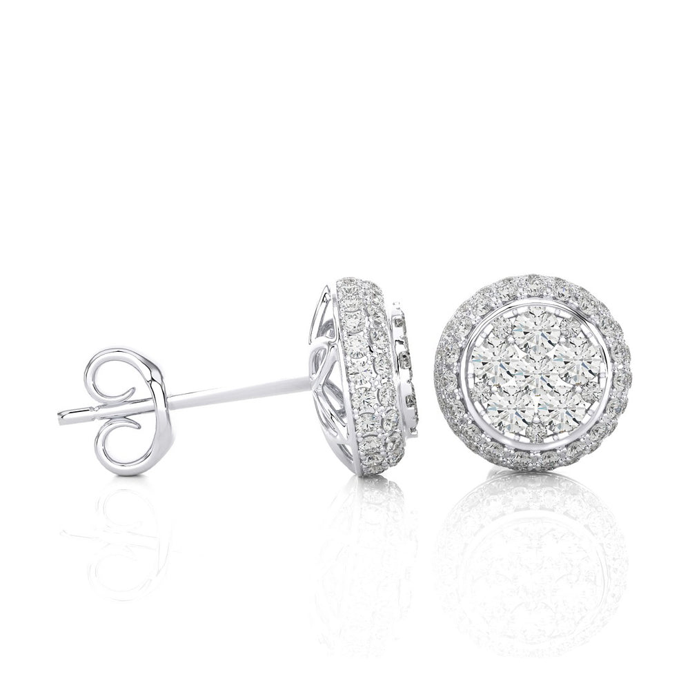 7/8 CTW Moonlight Round Cluster with Micro-Pave Halo Stud Earring.