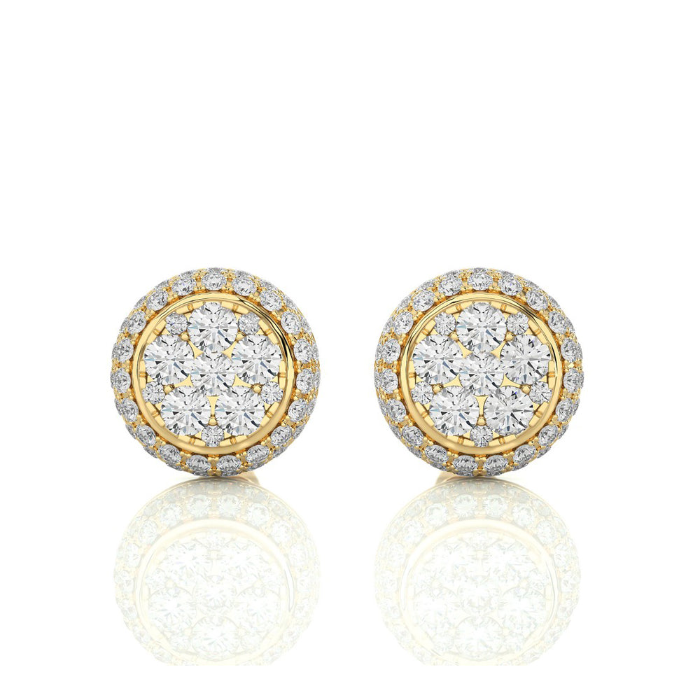 7/8 CTW Moonlight Round Cluster with Micro-Pave Halo Stud Earring.