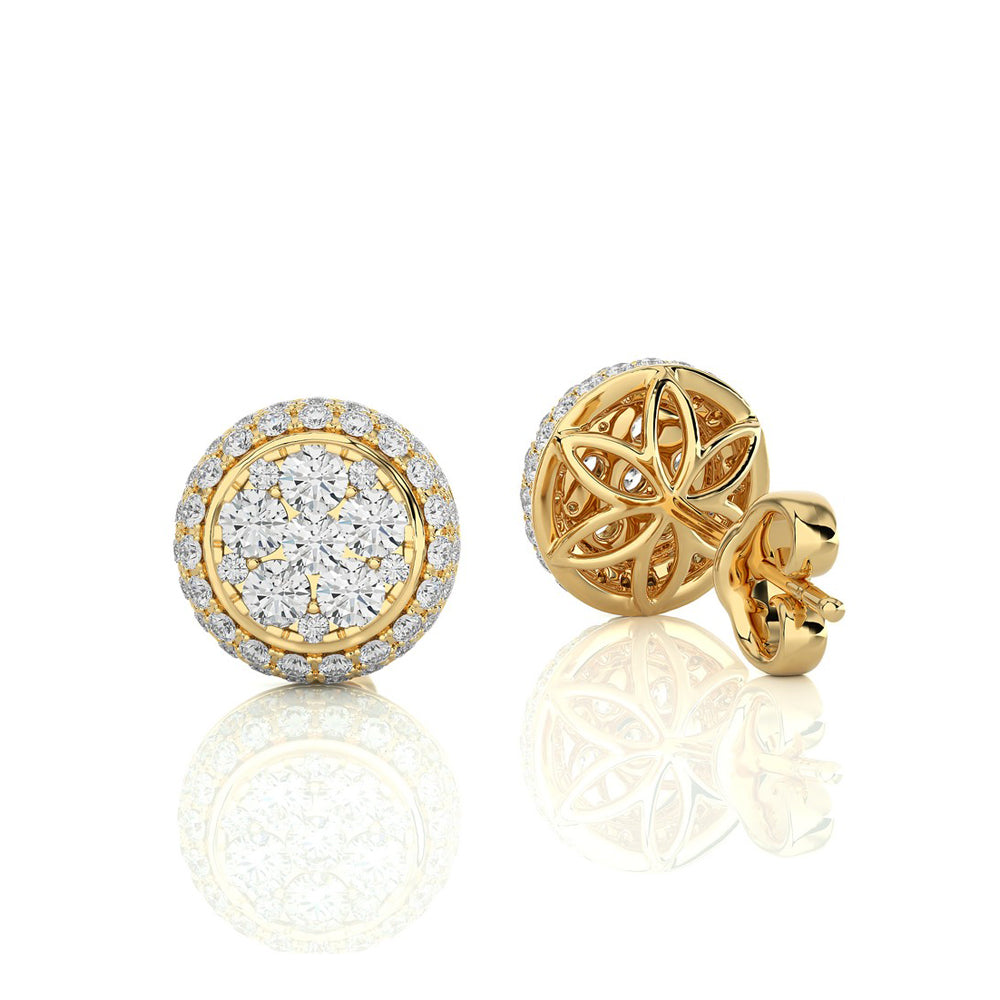 7/8 CTW Moonlight Round Cluster with Micro-Pave Halo Stud Earring.