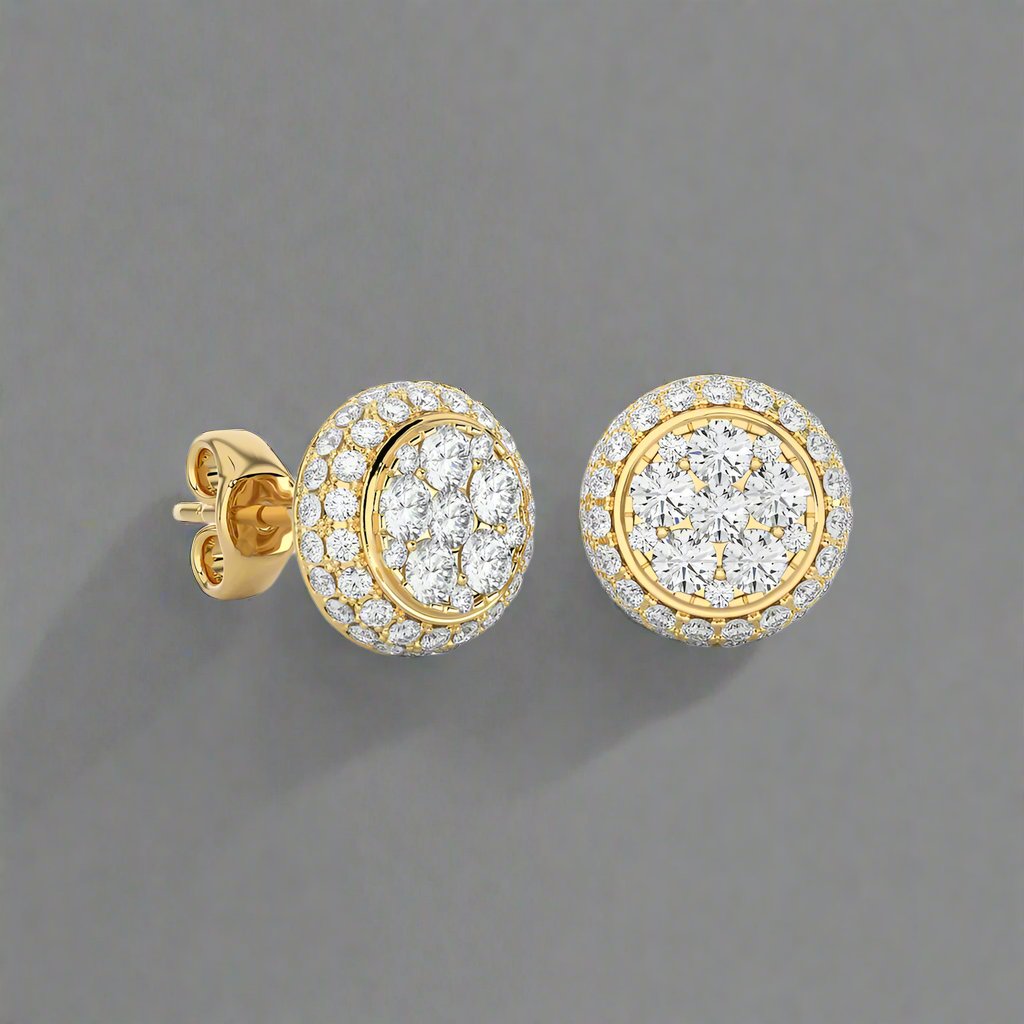 7/8 CTW Moonlight Round Cluster with Micro-Pave Halo Stud Earring.