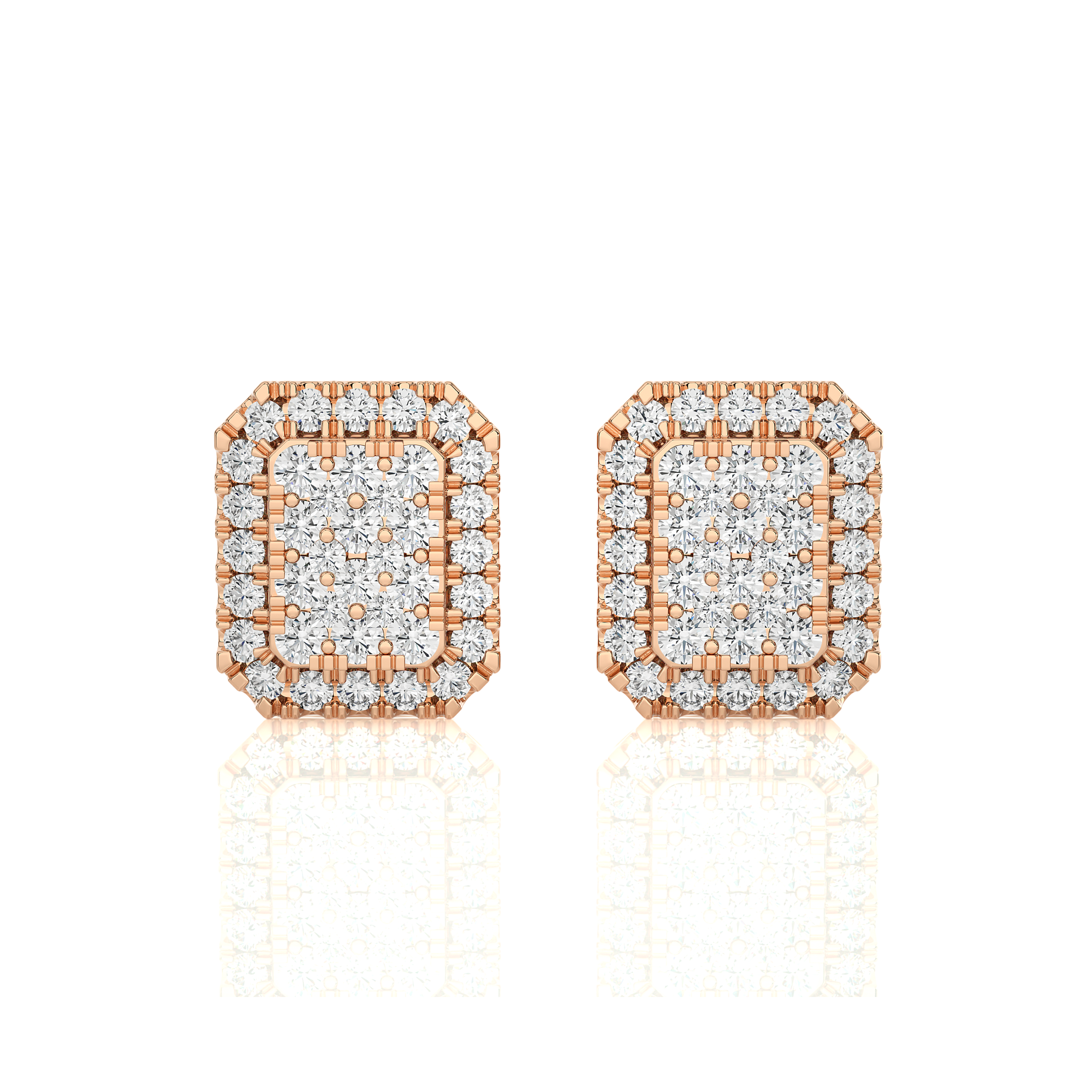 1/3 CTW Elongated Cushion Cluster Studs Earring