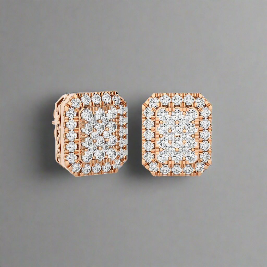 1/3 CTW Elongated Cushion Cluster Studs Earring