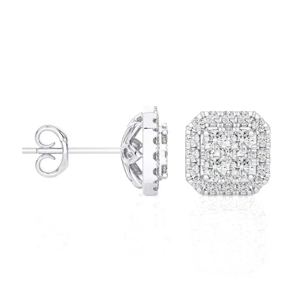 3/4 CTW Diamond Alluring Cushion Classic Stud Earring.