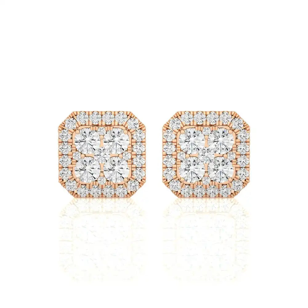 1-1/2 CTW Moonlight Cushion Cluster Diamond Stud Earring