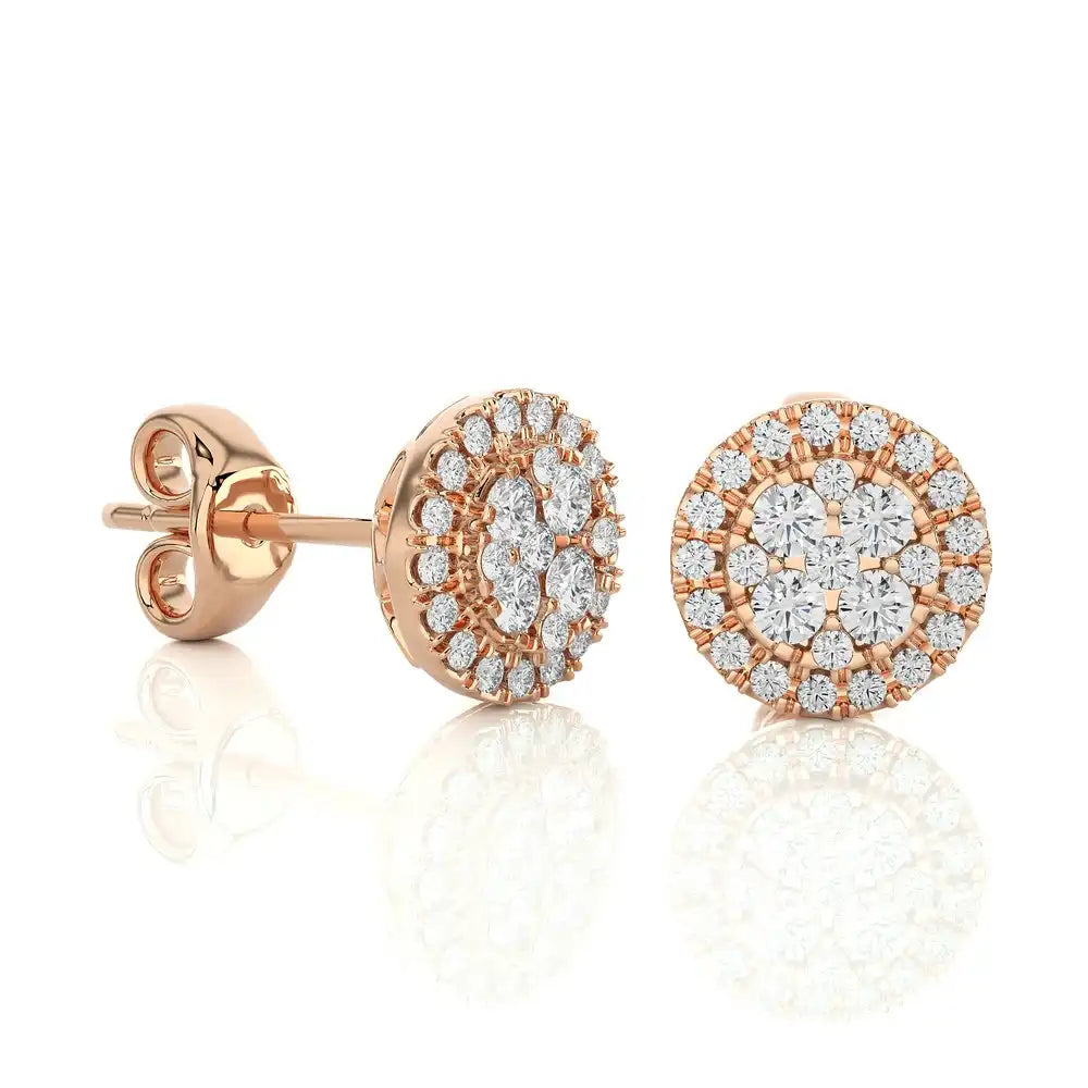 3/8 CTW Natural Diamond Round Cluster Stud Earrings