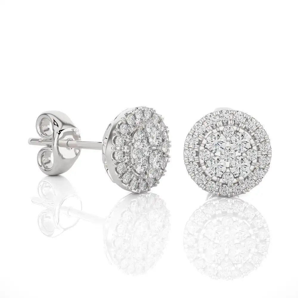 3/8 CTW Natural Diamond Round Cluster Stud Earrings