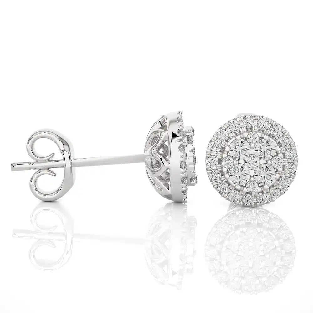 3/8 CTW Natural Diamond Round Cluster Stud Earrings