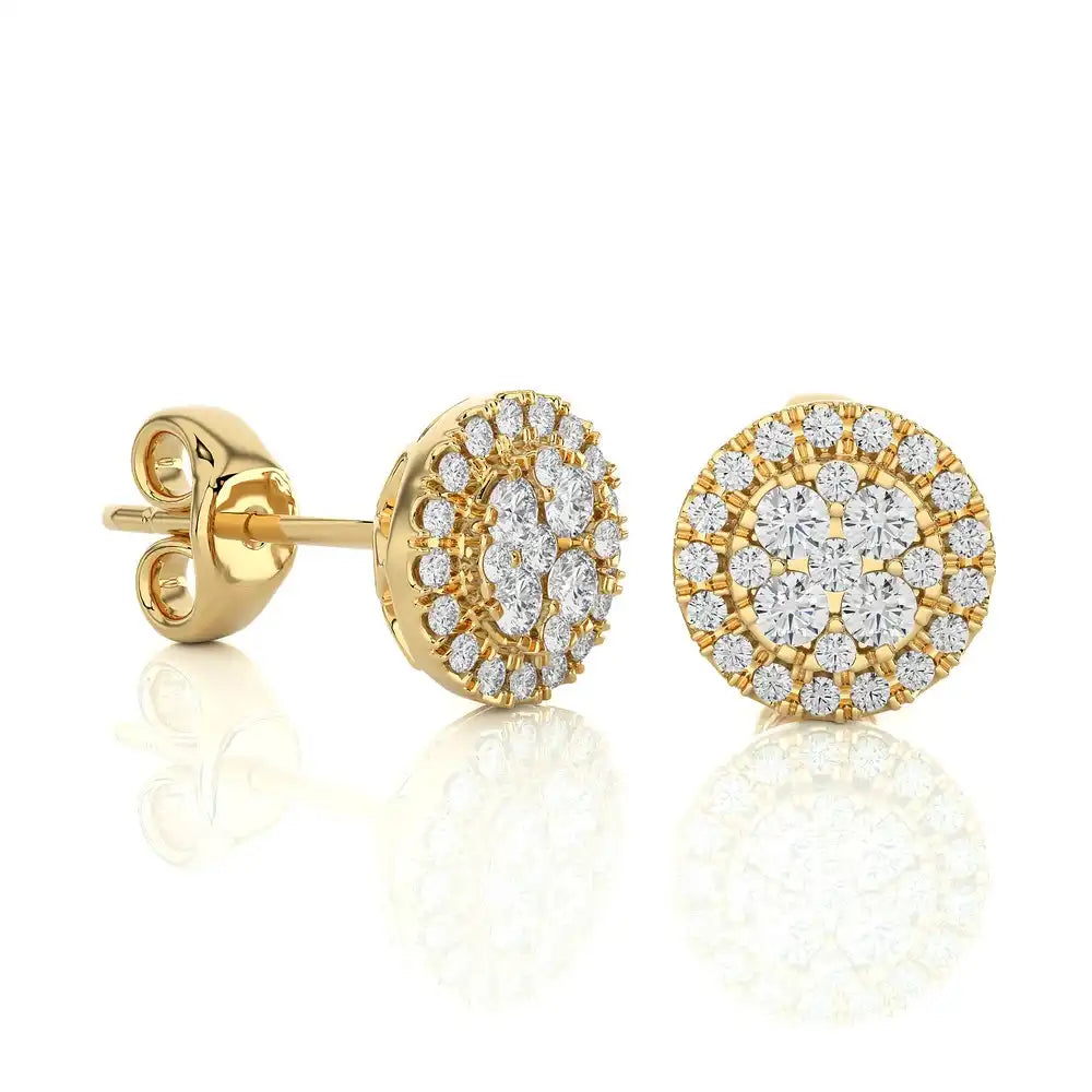 3/8 CTW Natural Diamond Round Cluster Stud Earrings