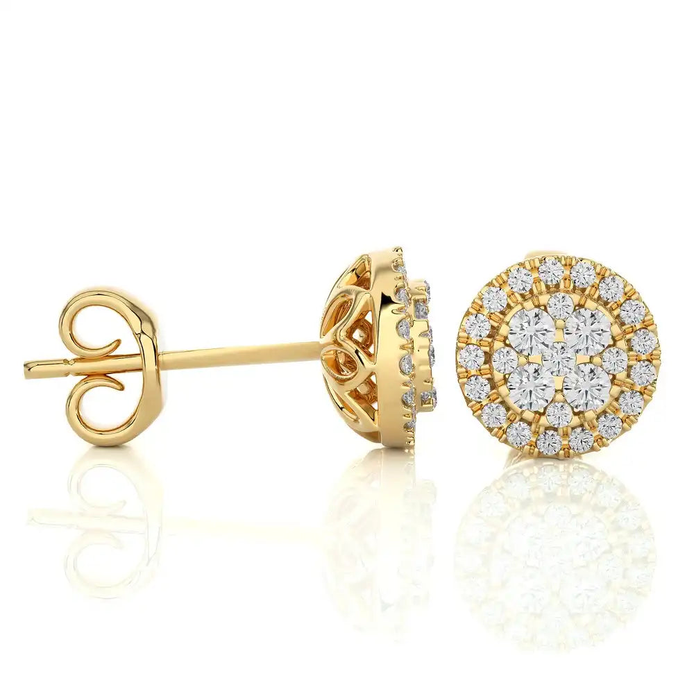 3/8 CTW Natural Diamond Round Cluster Stud Earrings