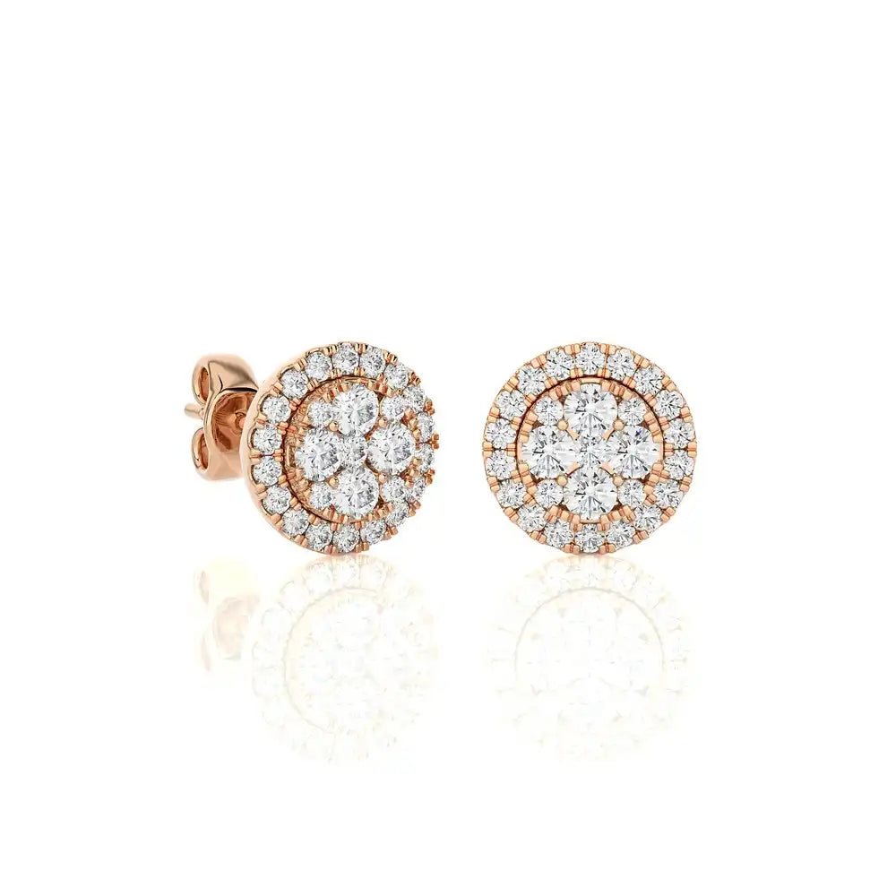 5/8 CTW Moonlight Round Cluster Diamond Stud Earring.