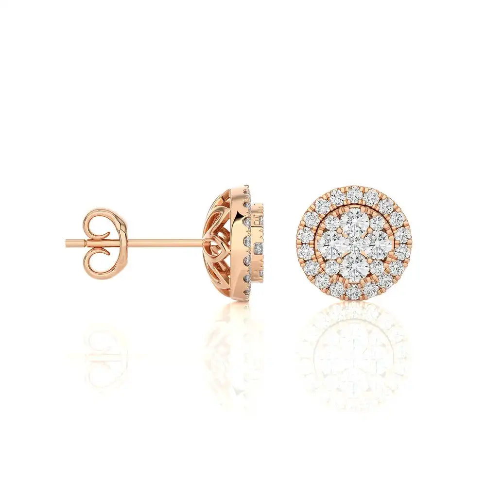 5/8 CTW Moonlight Round Cluster Diamond Stud Earring.