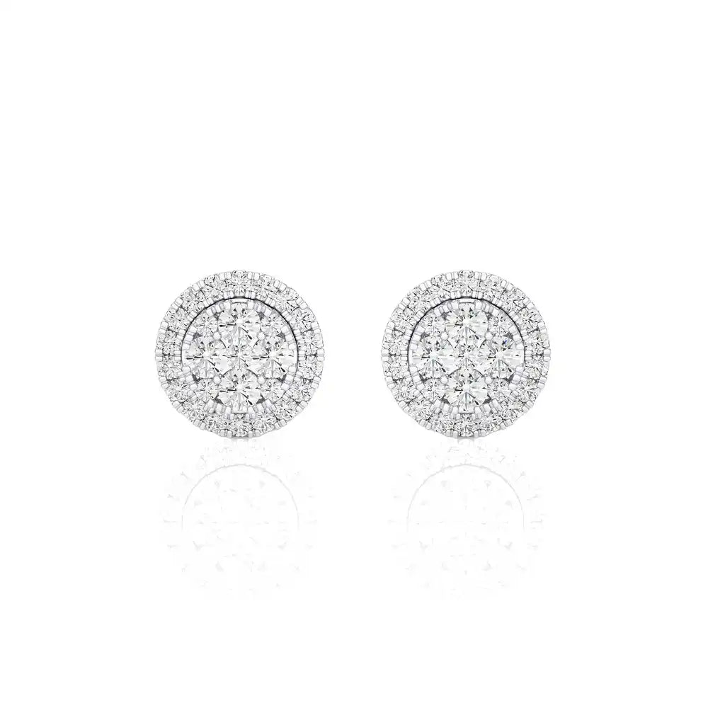 5/8 CTW Moonlight Round Cluster Diamond Stud Earring.