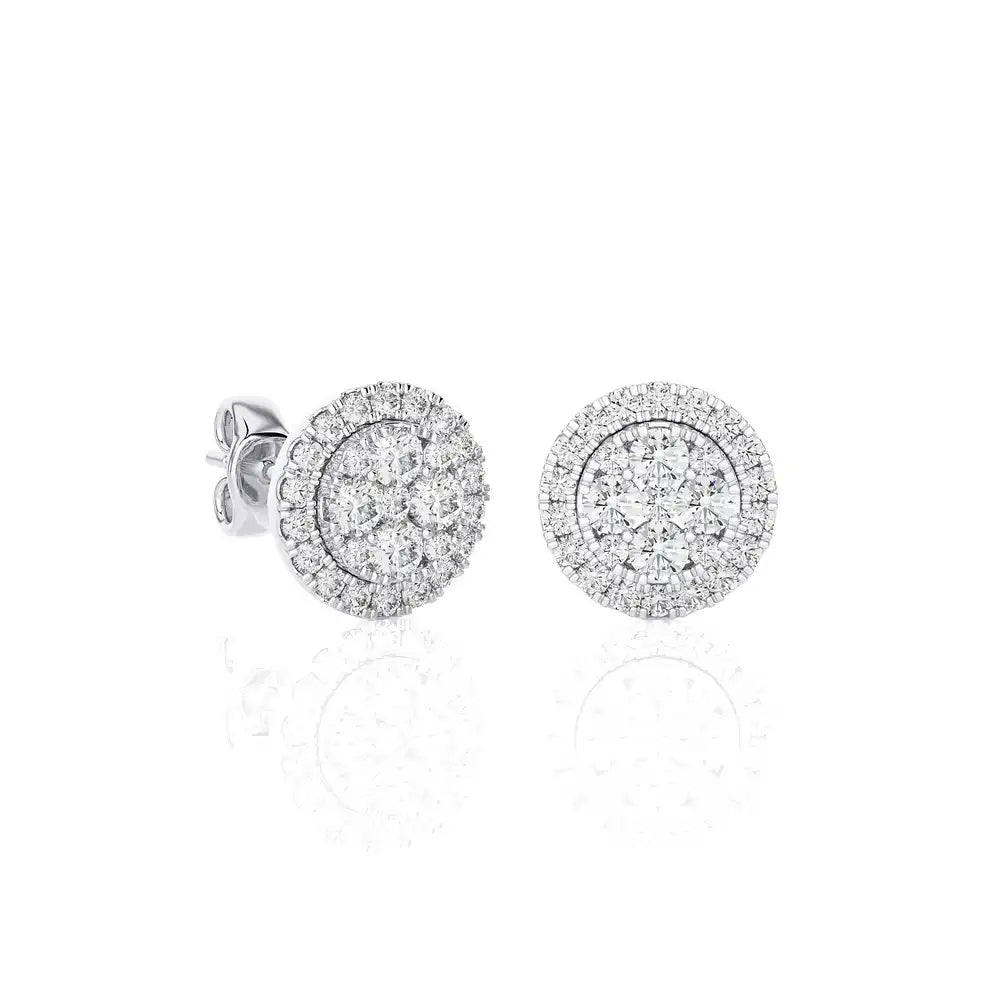 5/8 CTW Moonlight Round Cluster Diamond Stud Earring.