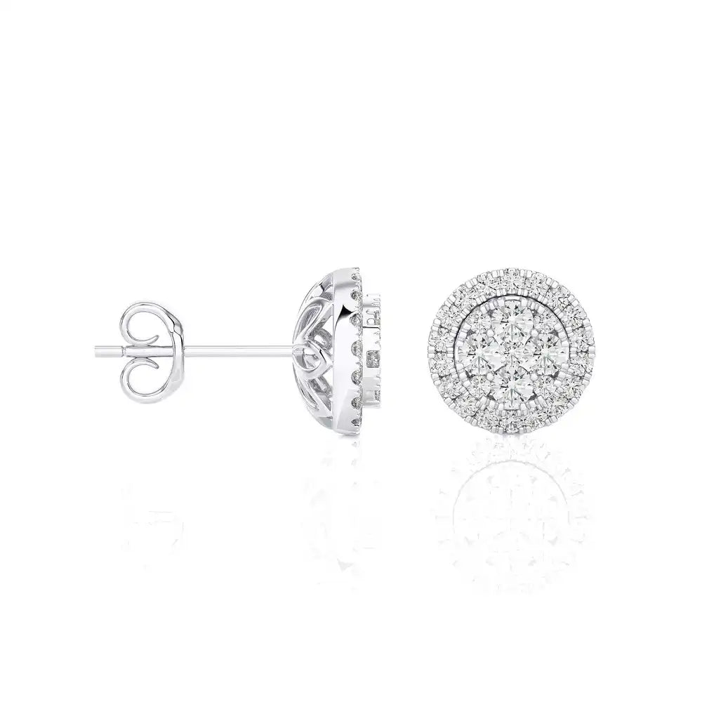 5/8 CTW Moonlight Round Cluster Diamond Stud Earring.