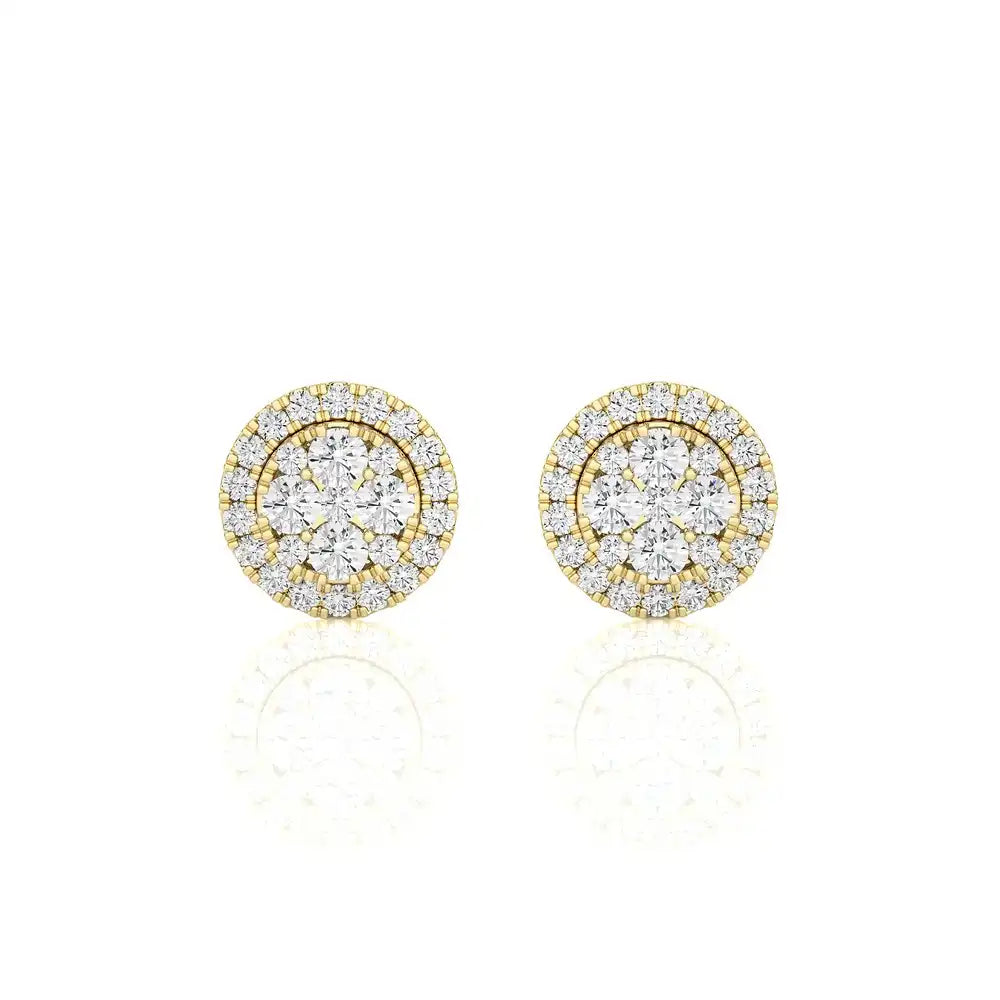 5/8 CTW Moonlight Round Cluster Diamond Stud Earring.