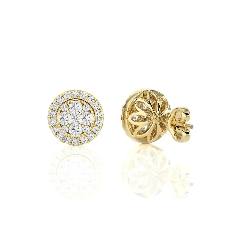 5/8 CTW Moonlight Round Cluster Diamond Stud Earring.