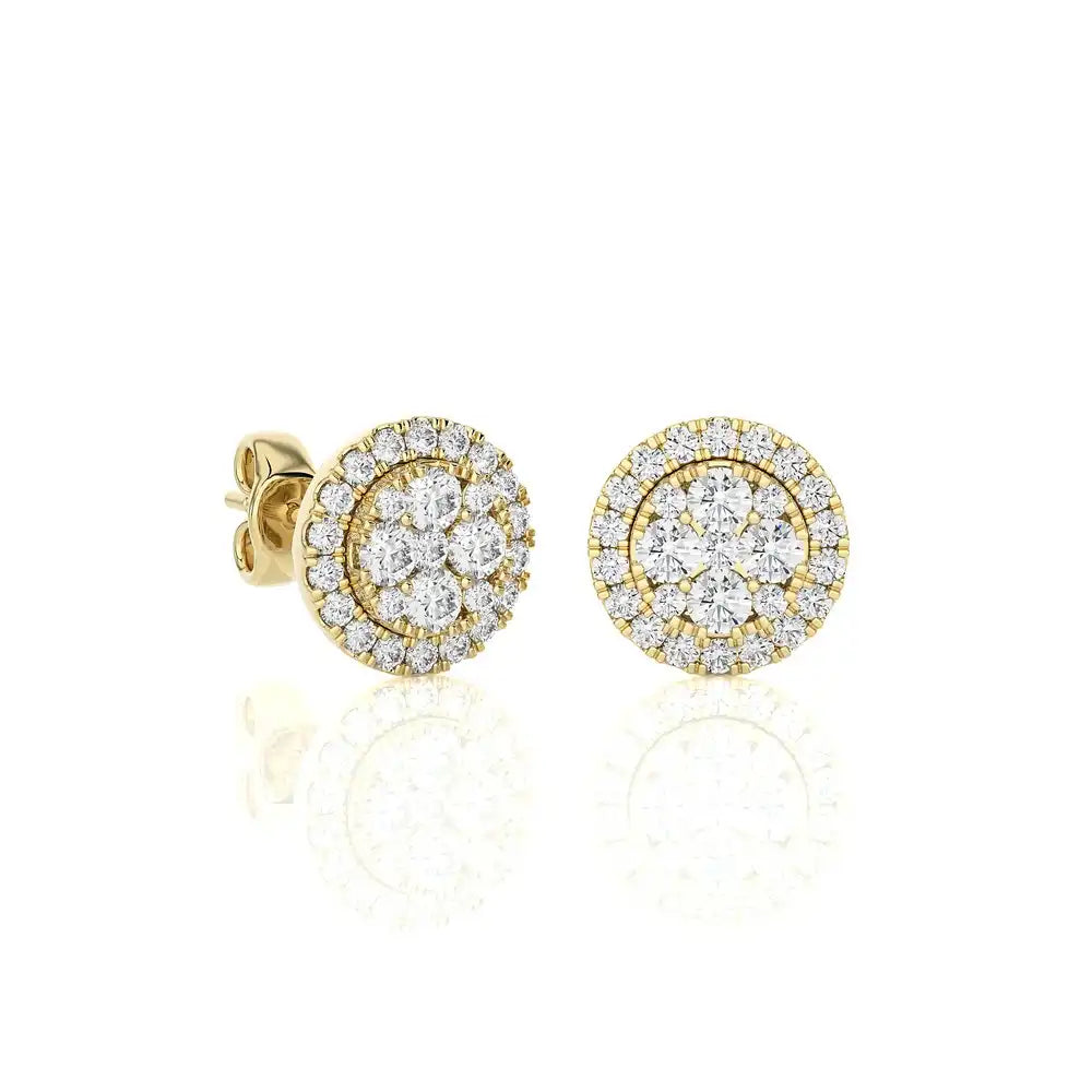 5/8 CTW Moonlight Round Cluster Diamond Stud Earring.