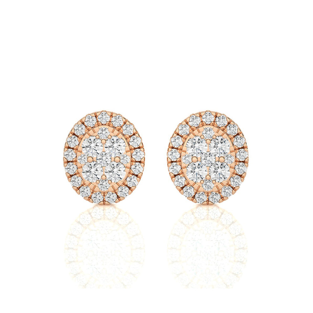 1/3 CTW Elegant Classic Moonlight Oval Cluster Stud Earring