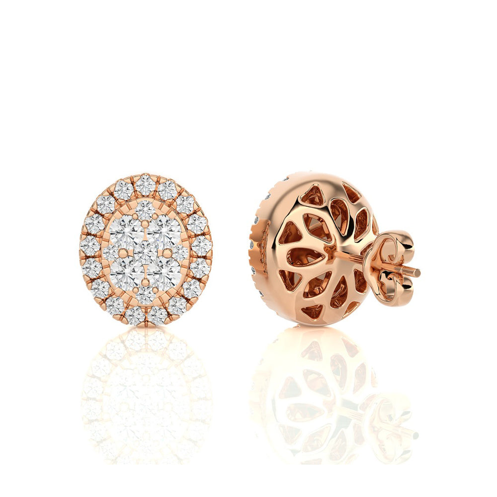 1/3 CTW Elegant Classic Moonlight Oval Cluster Stud Earring