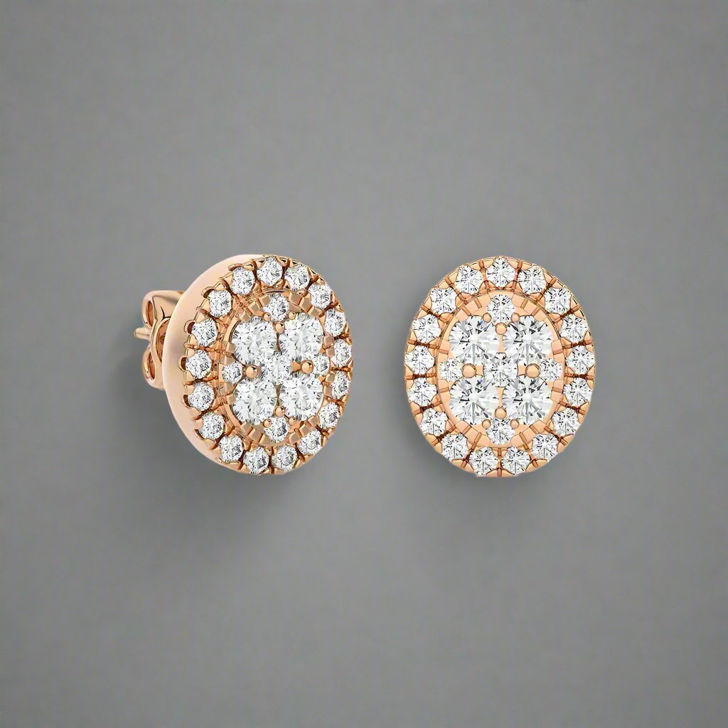 1/3 CTW Elegant Classic Moonlight Oval Cluster Stud Earring