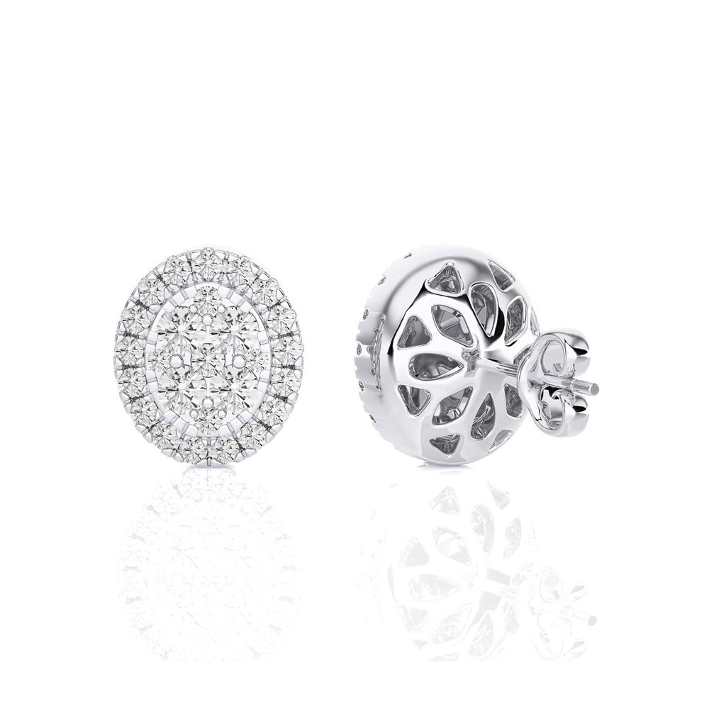 1/3 CTW Elegant Classic Moonlight Oval Cluster Stud Earring