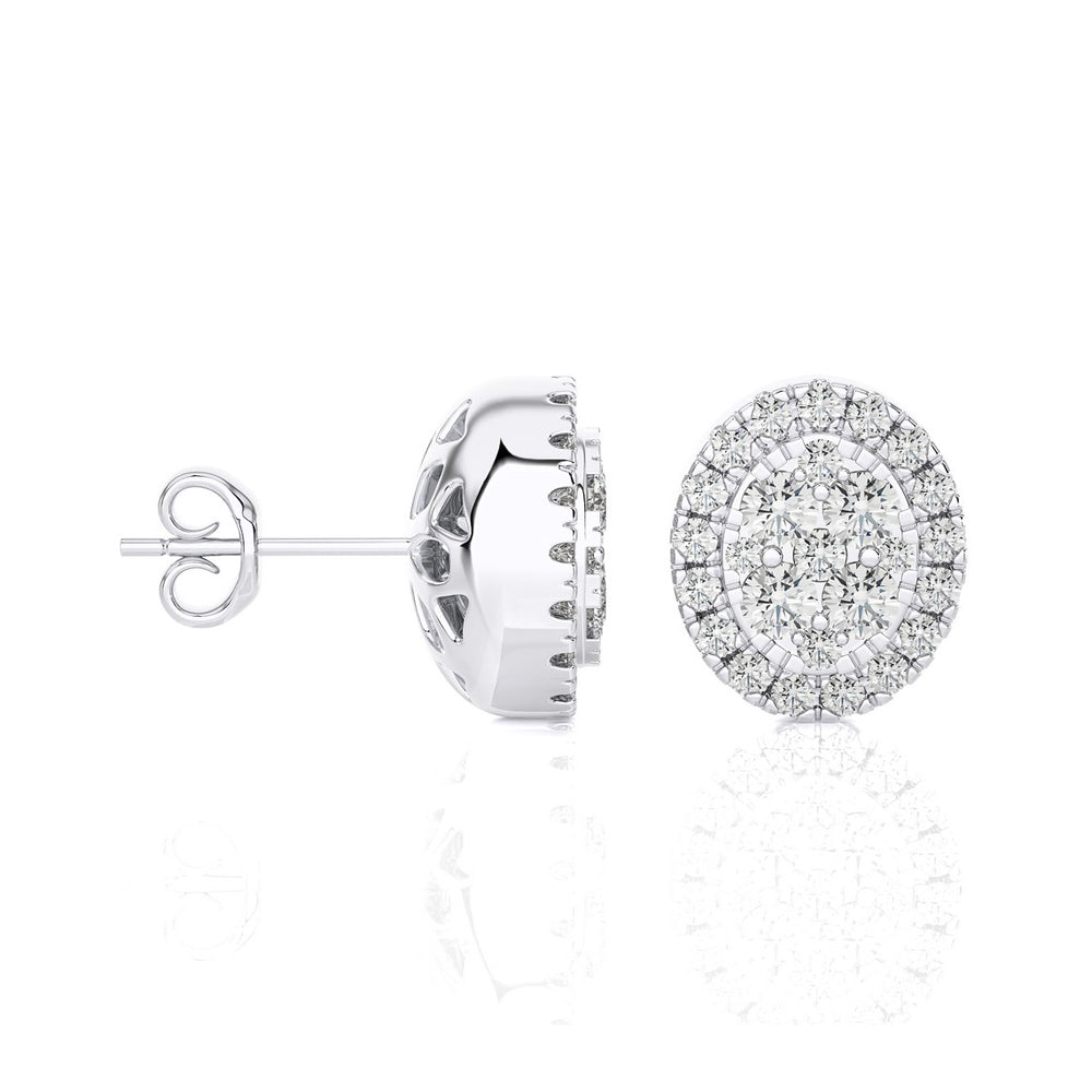 1/3 CTW Elegant Classic Moonlight Oval Cluster Stud Earring