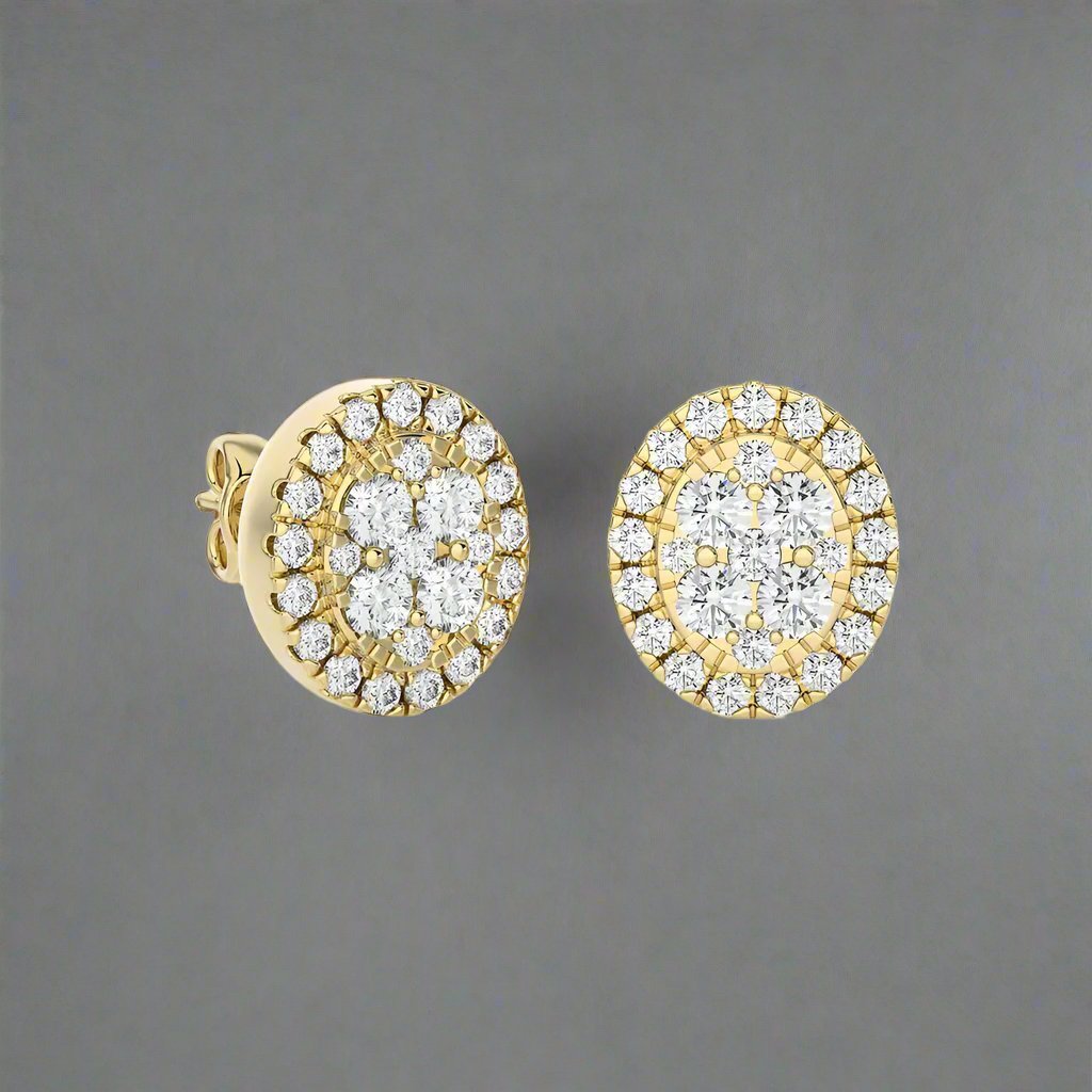 1/3 CTW Elegant Classic Moonlight Oval Cluster Stud Earring