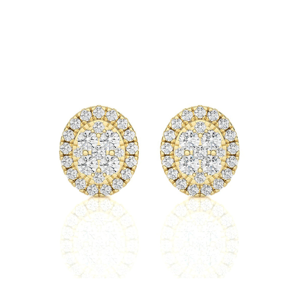 1/3 CTW Elegant Classic Moonlight Oval Cluster Stud Earring