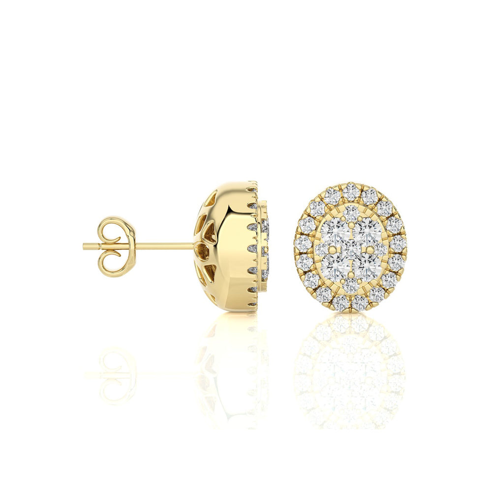 1/3 CTW Elegant Classic Moonlight Oval Cluster Stud Earring