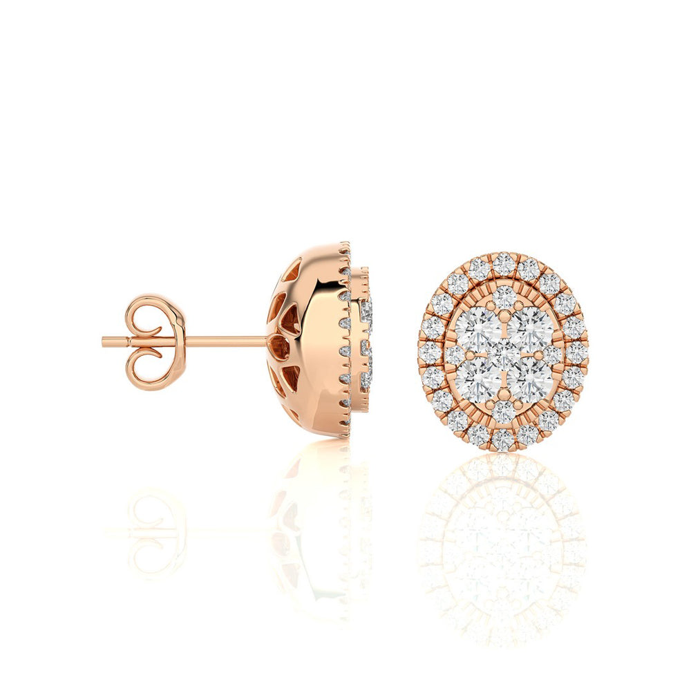 7/8 CTW Moonlight Oval Cluster Diamond Stud Earring.