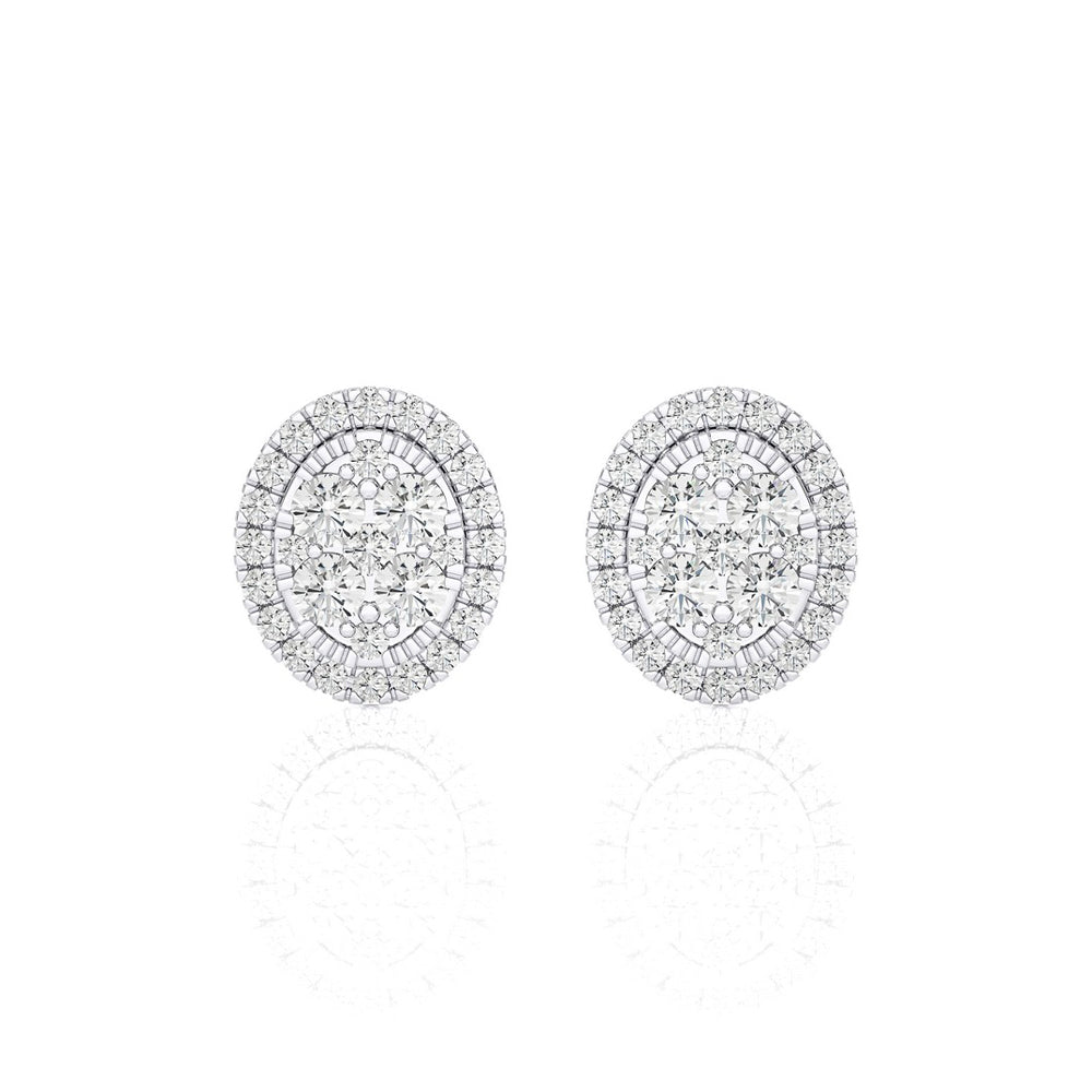 7/8 CTW Moonlight Oval Cluster Diamond Stud Earring.