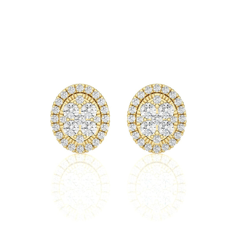 7/8 CTW Moonlight Oval Cluster Diamond Stud Earring.