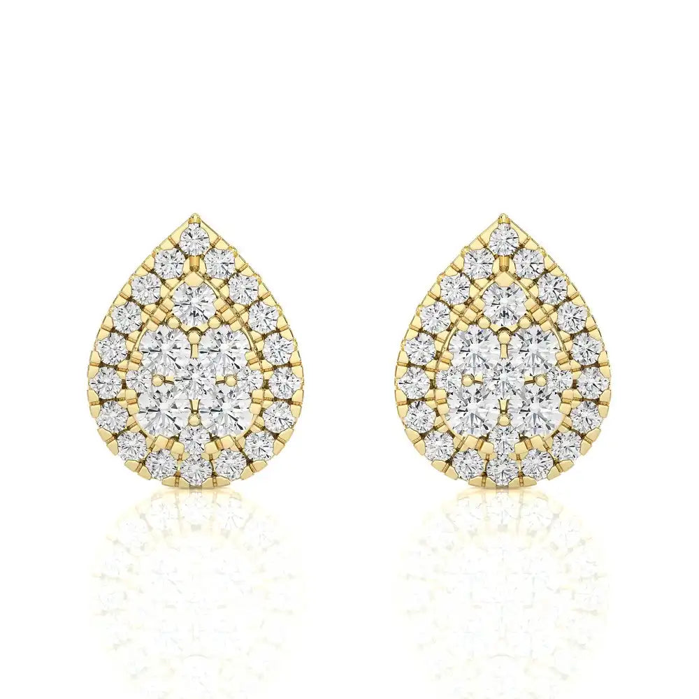 3/8 CTW Moonlight Tear Drop Halo Stud Earring