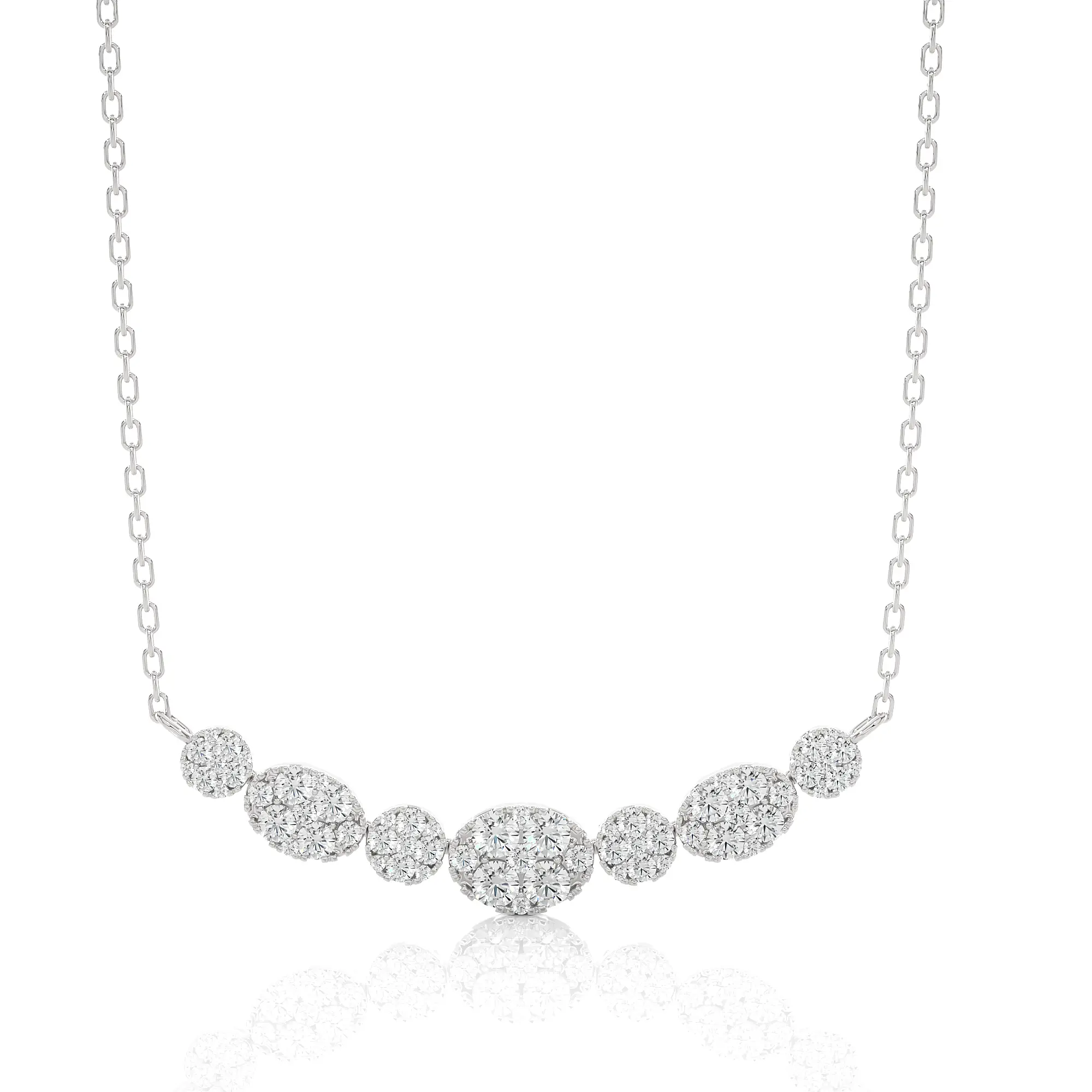 1 Ctw Moonlight Multi Shape Cluster Diamond Necklace