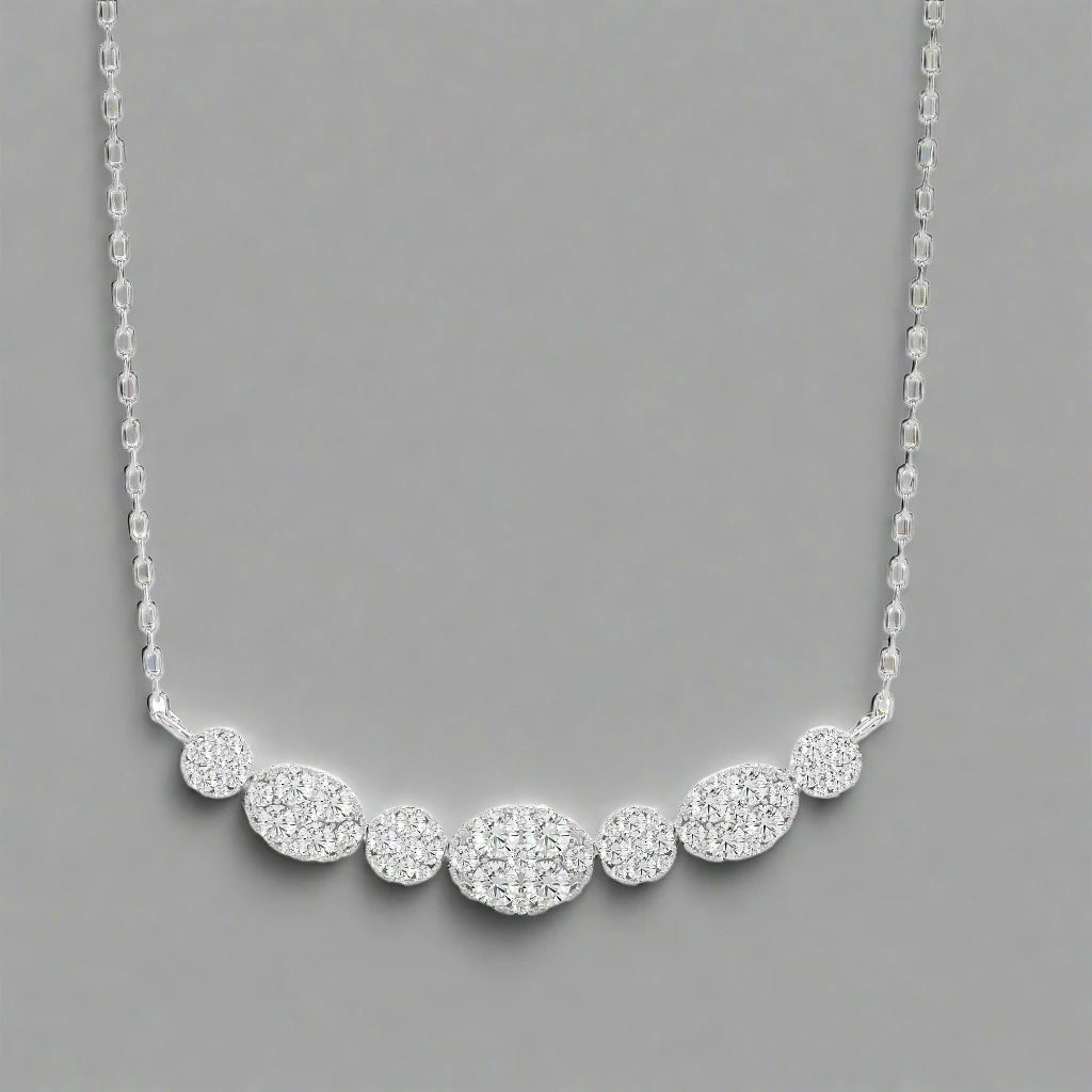 1 Ctw Moonlight Multi Shape Cluster Diamond Necklace