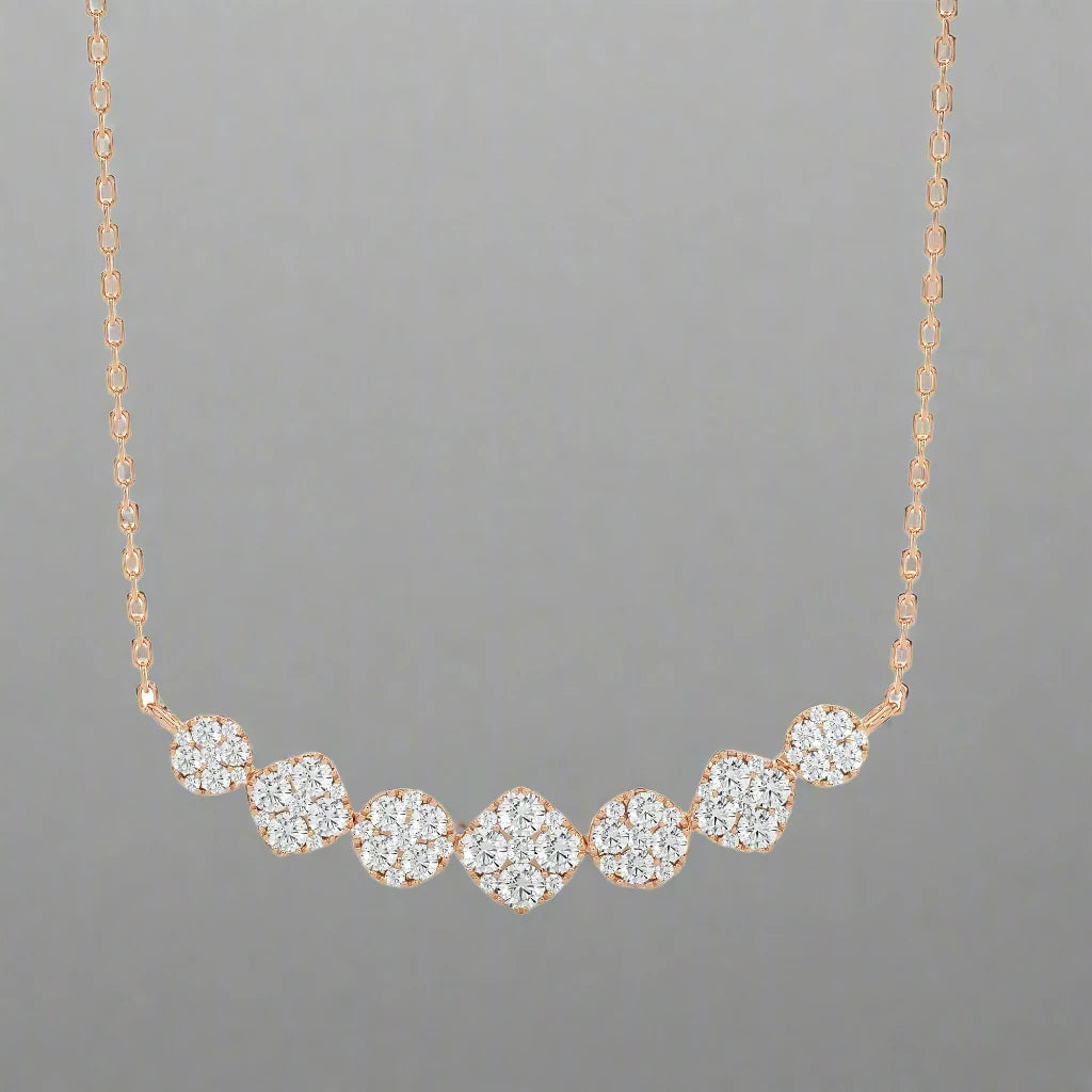 1-3/8 Ctw Moonlight Multi Shape Cluster Diamond Necklace SI GH